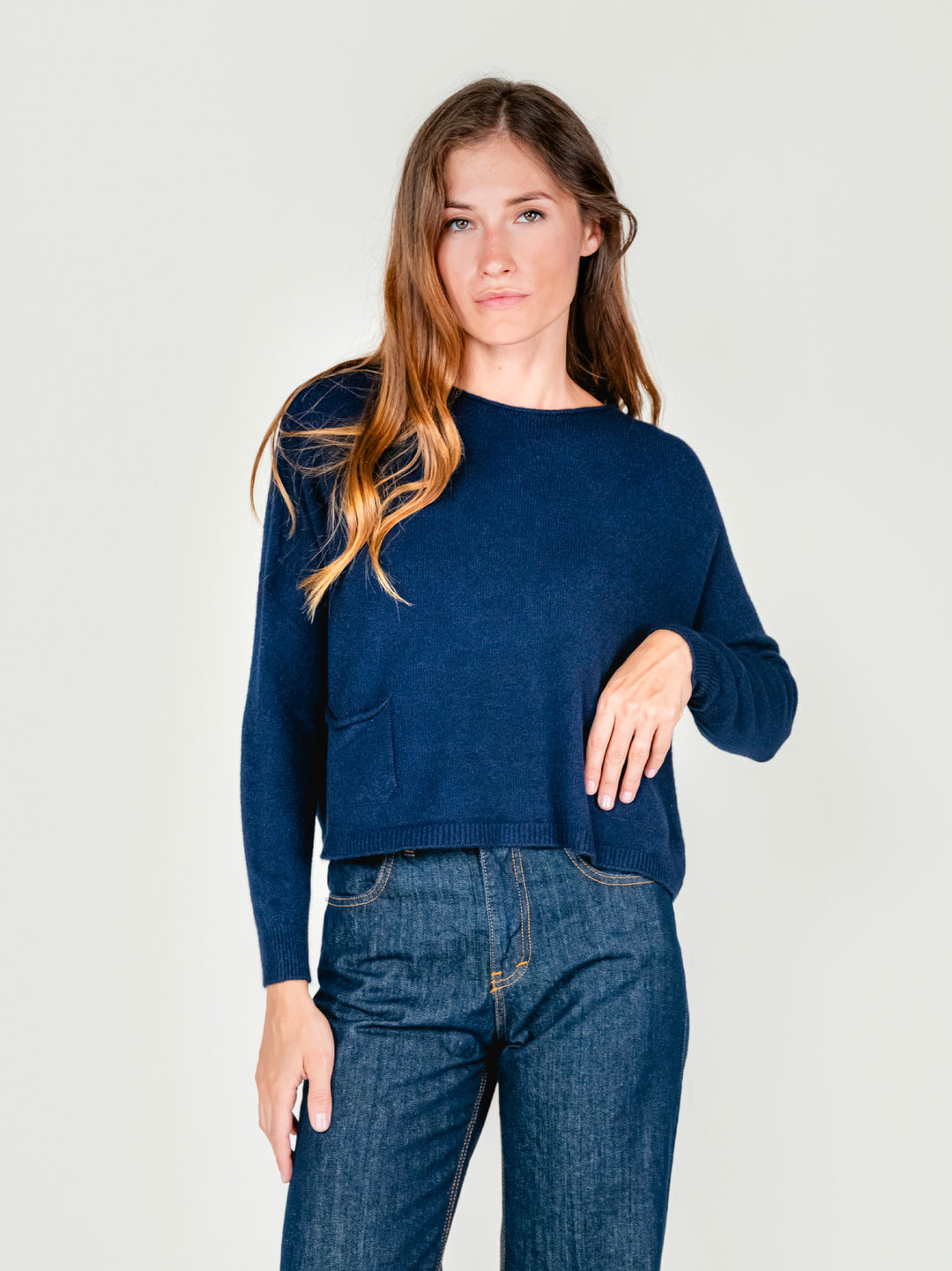 MAGLIA CORTA CON TASCHE BLU 017061 0115 BIMOR 