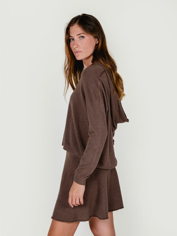 MAGLIA CON CAPPUCCIO TABACCO 022004 0930 BIMOR 
