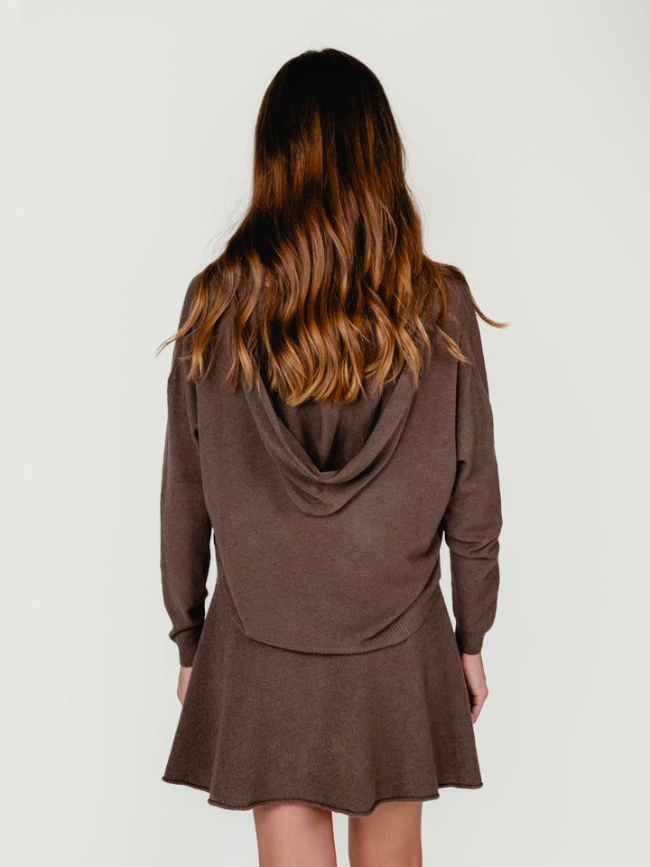 MAGLIA CON CAPPUCCIO TABACCO 022004 0930 BIMOR 