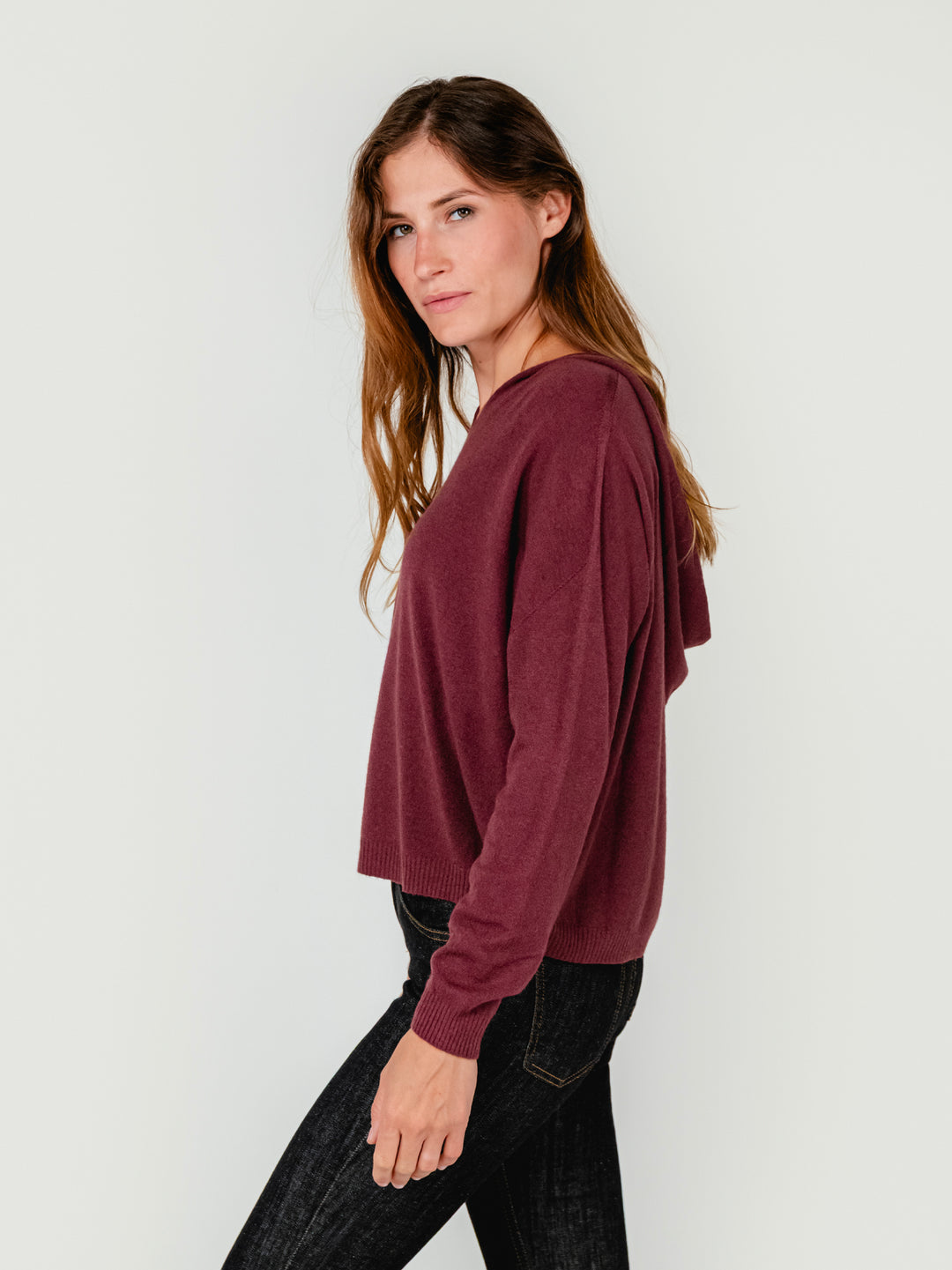MAGLIA CON CAPPUCCIO BORDEAUX 022004 2200 BIMOR 