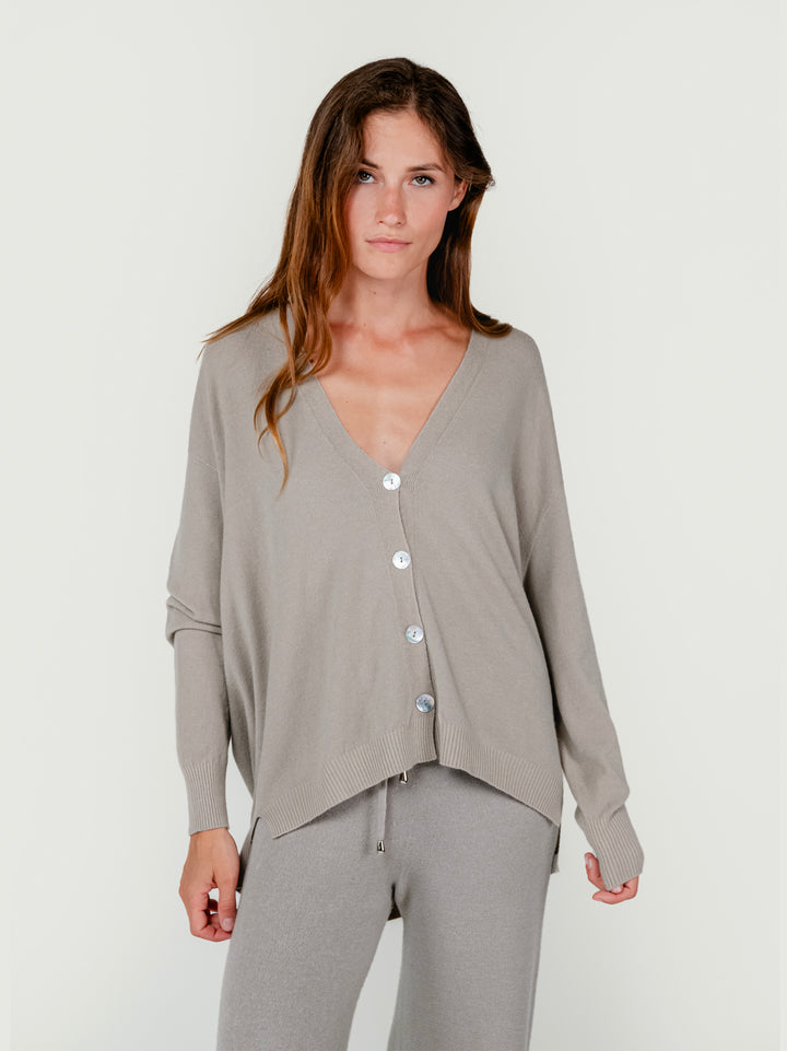 CARDIGAN CON BOTTONI TORTORA 022031 0447 BIMOR 