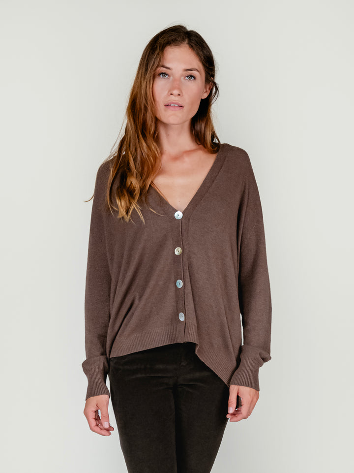 CARDIGAN CON BOTTONI TABACCO 022031 0930 BIMOR 