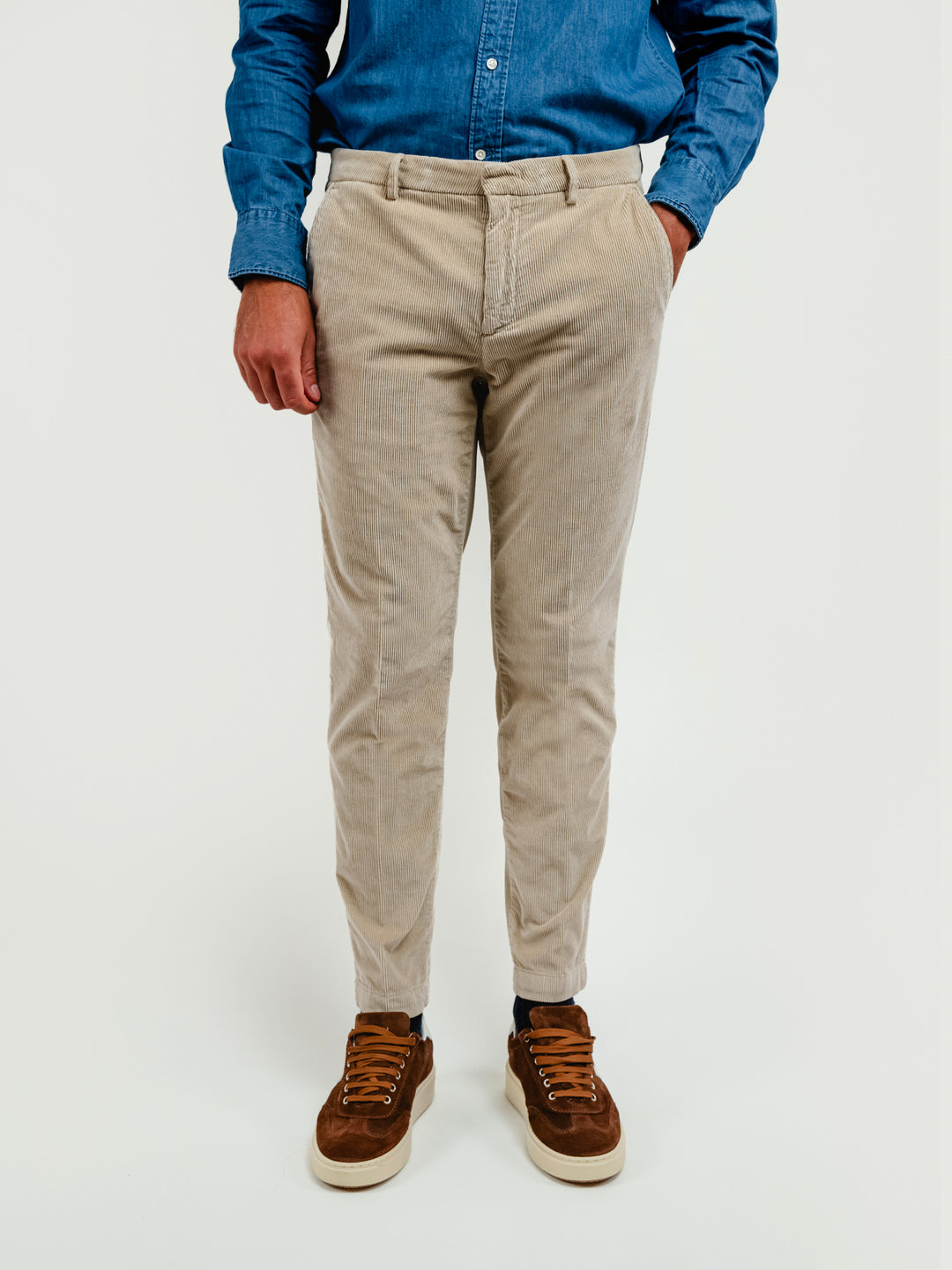 PANTALONE BROKER IN VELLUTO A COSTE BEIGE T502BRO 038 NOLAB 