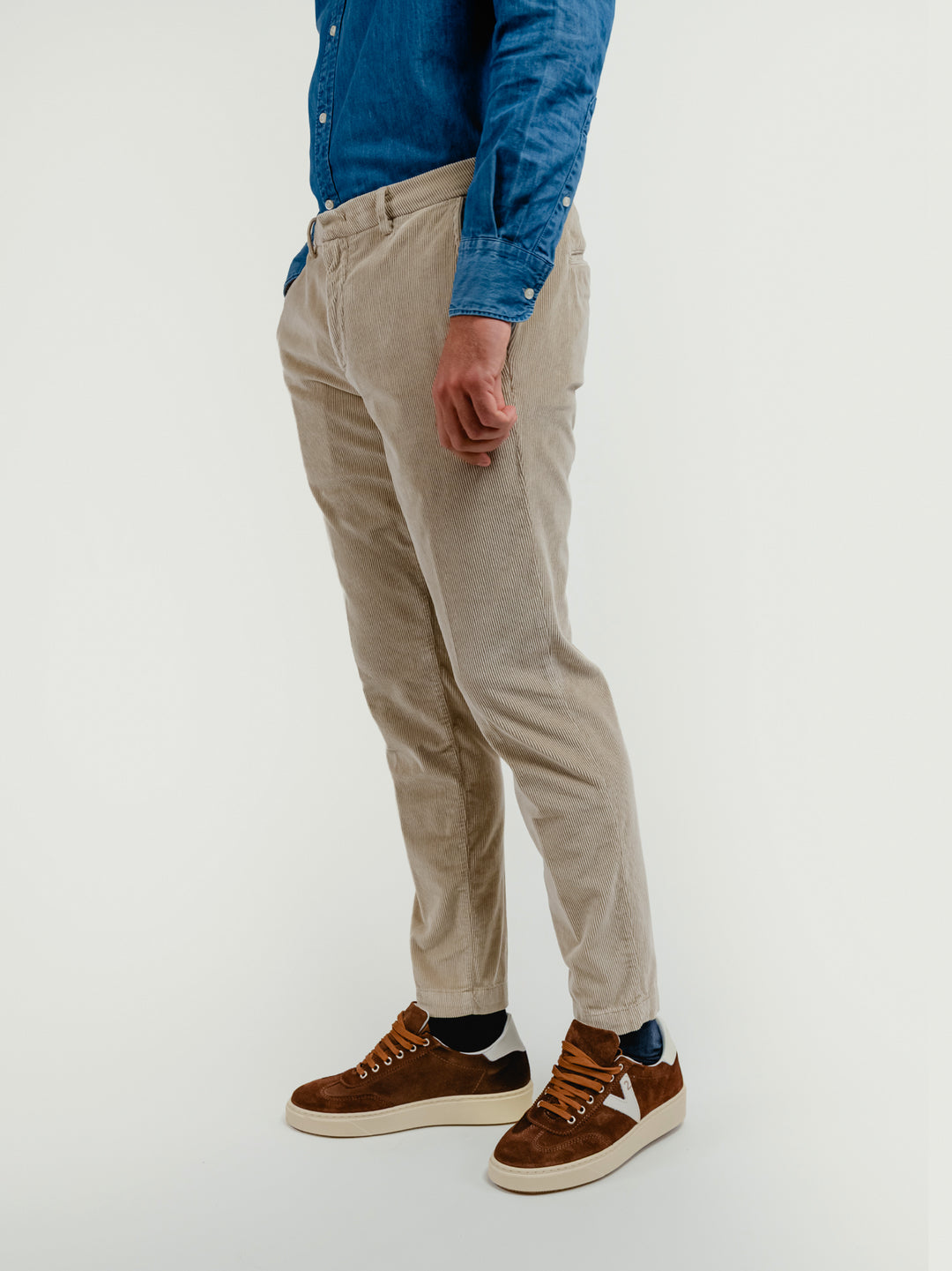 PANTALONE BROKER IN VELLUTO A COSTE BEIGE T502BRO 038 NOLAB 
