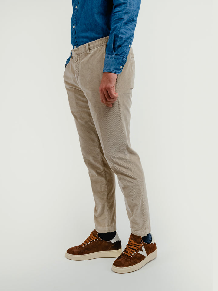 PANTALONE BROKER IN VELLUTO A COSTE BEIGE T502BRO 038 NOLAB 