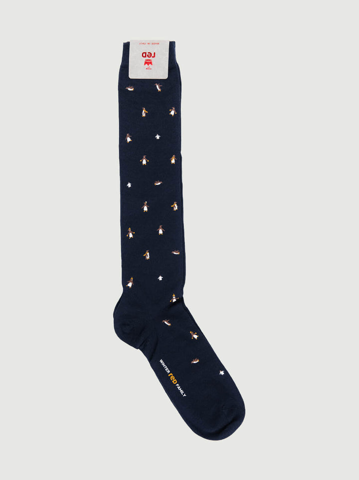 CALZA BLU MOTIVO PINGUINO 62192G BLUETTE RED 