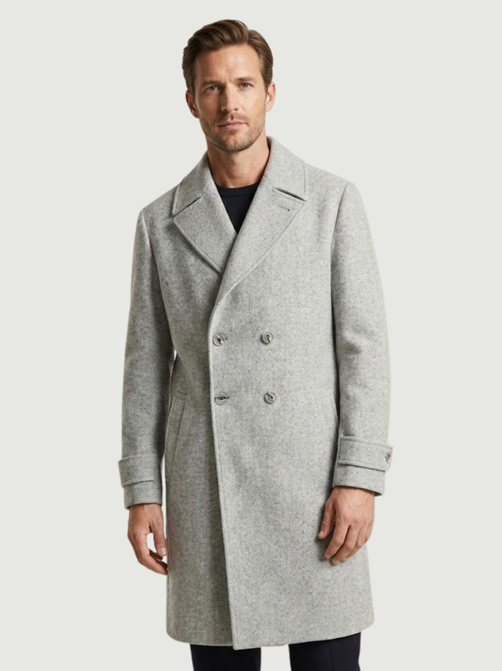 CAPPOTTO IN LANA DOPPIOPETTO MOTIVO SPIGA BEIGE BELLAGGIO BEIGE ANDREA MORANDO 