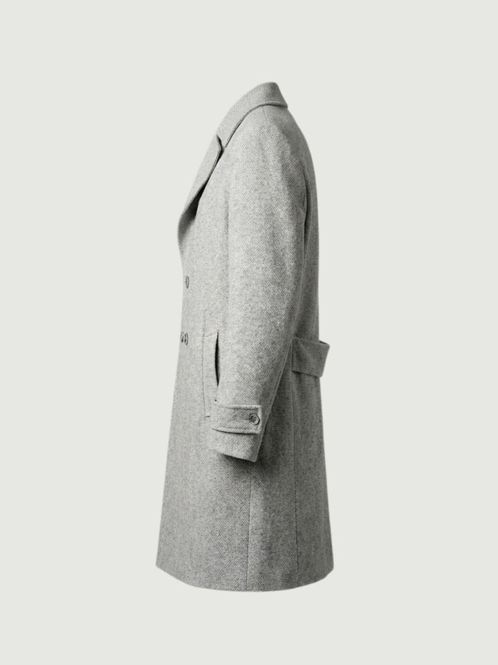 CAPPOTTO IN LANA DOPPIOPETTO MOTIVO SPIGA BEIGE BELLAGGIO BEIGE ANDREA MORANDO 