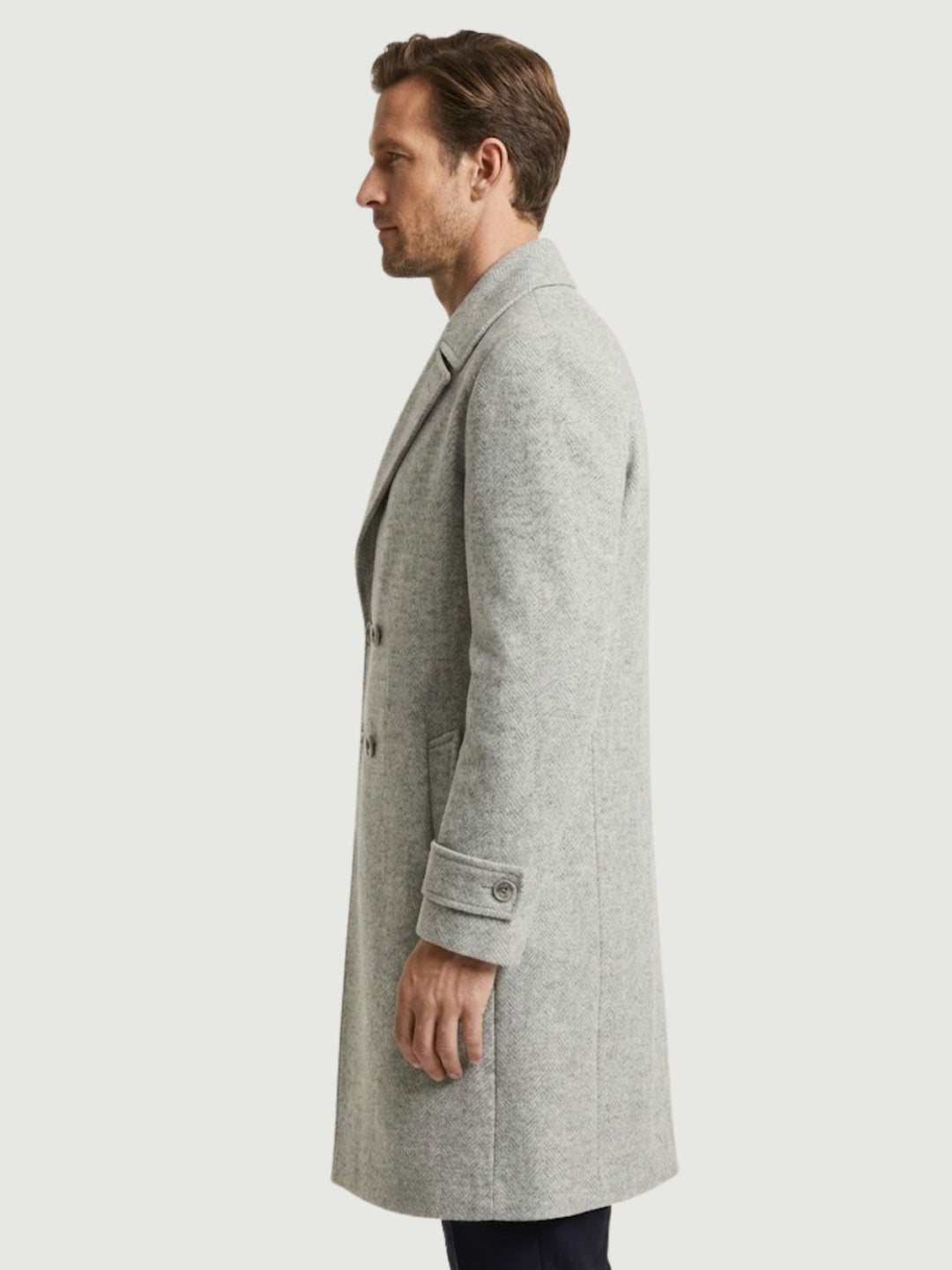 CAPPOTTO IN LANA DOPPIOPETTO MOTIVO SPIGA BEIGE BELLAGGIO BEIGE ANDREA MORANDO 
