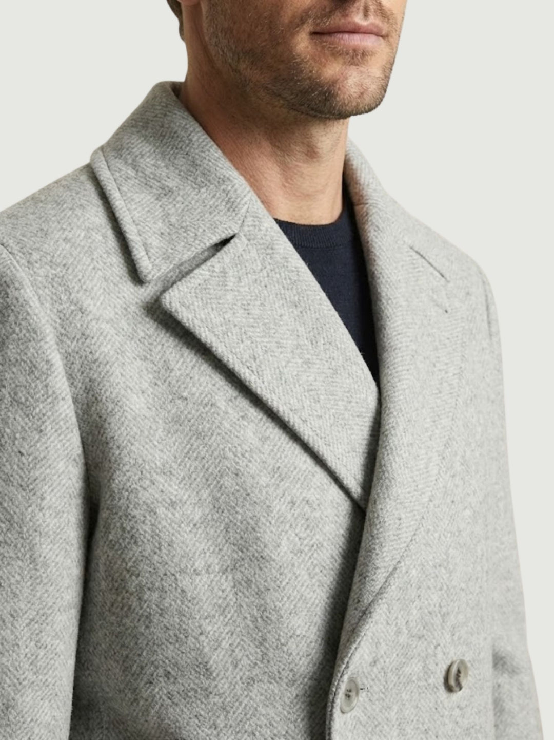 CAPPOTTO IN LANA DOPPIOPETTO MOTIVO SPIGA BEIGE BELLAGGIO BEIGE ANDREA MORANDO 