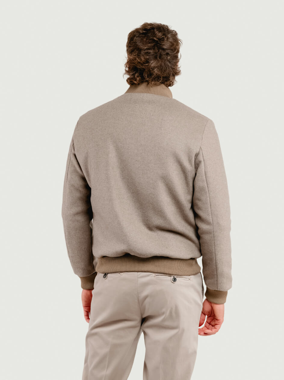 BOMBER IN LANA BEIGE BOMBER TAUPE ANDREA MORANDO 