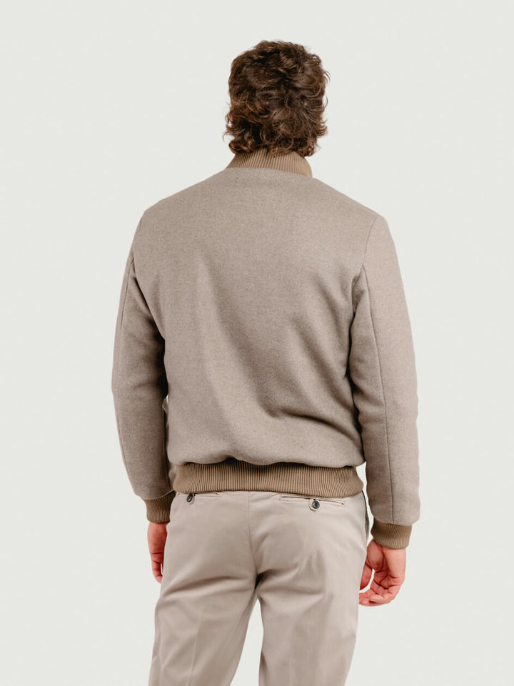BOMBER IN LANA BEIGE BOMBER TAUPE ANDREA MORANDO 