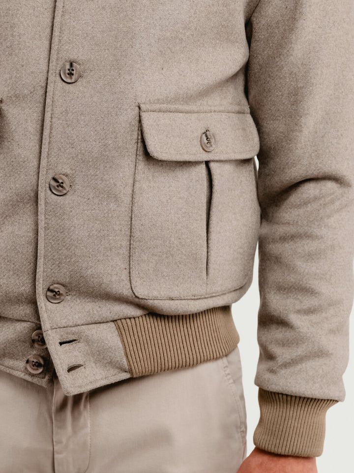 BOMBER IN LANA BEIGE BOMBER TAUPE ANDREA MORANDO 