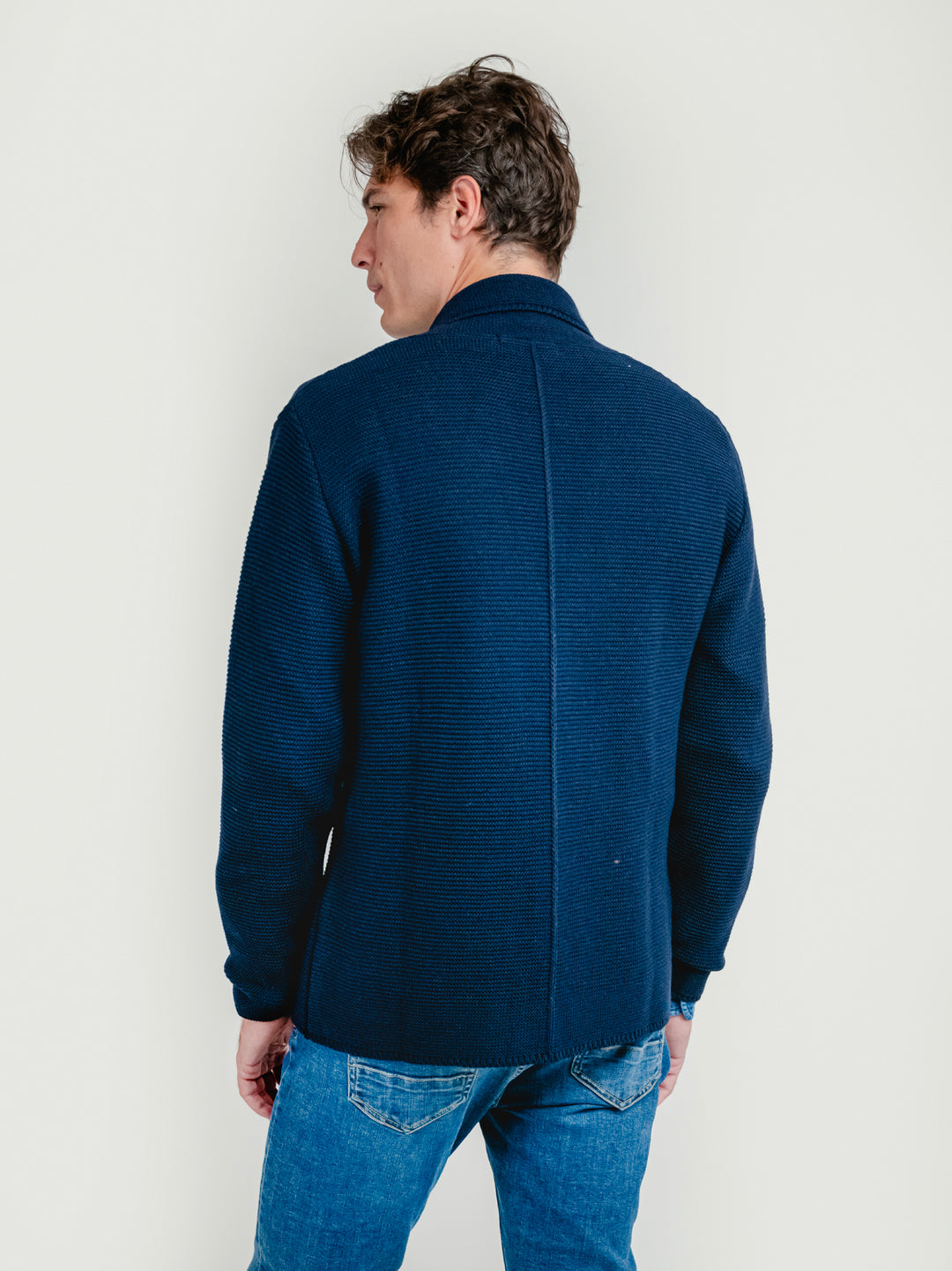 CARDIGAN MISTO LANA BLU M022 174 ANDREA MORANDO 