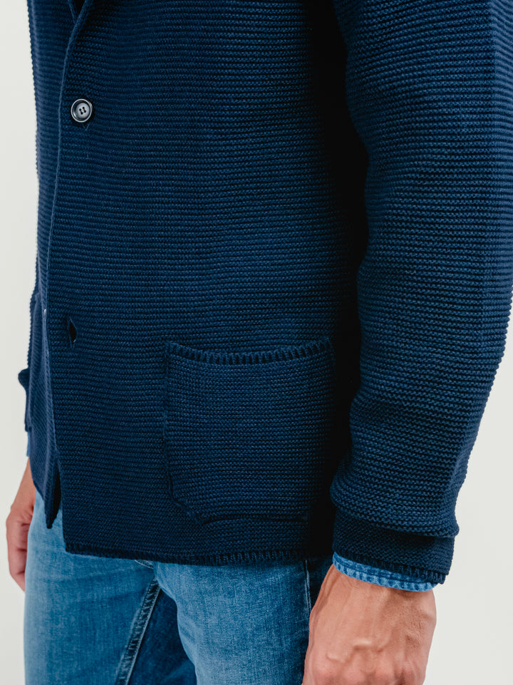 CARDIGAN MISTO LANA BLU M022 174 ANDREA MORANDO 