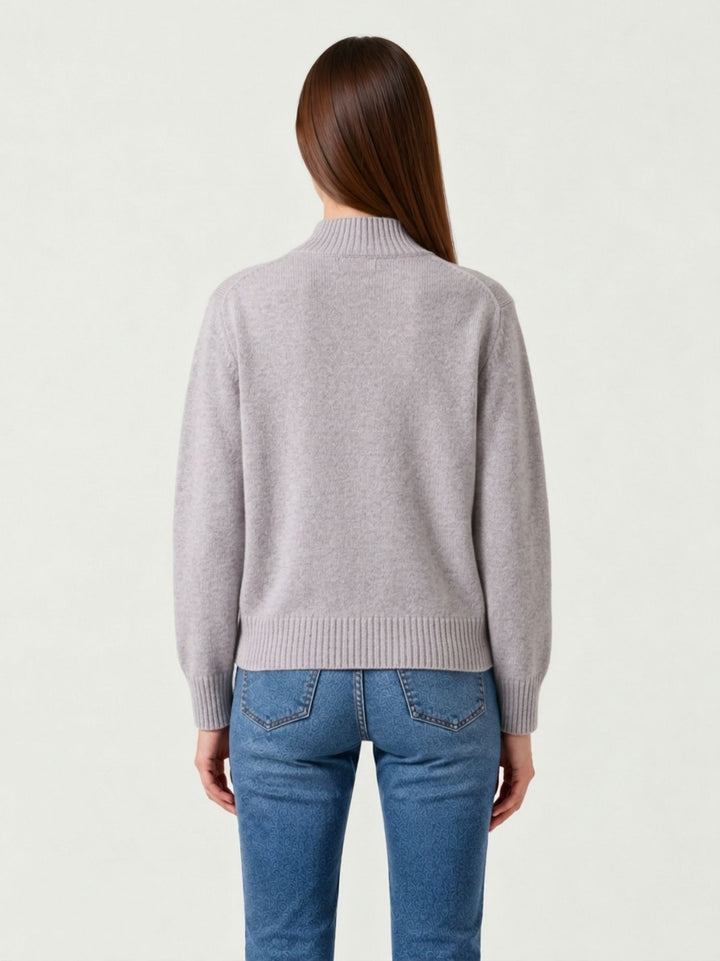 Maglia Jillian in cashmere grigio con tasca arancio JILLIAN ASH/ORANGE ABSOLUT CASHMERE 
