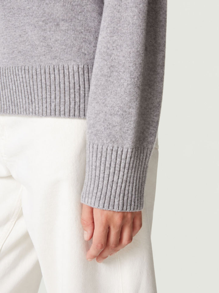 Maglia Jillian in cashmere grigio con tasca arancio JILLIAN ASH/ORANGE ABSOLUT CASHMERE 