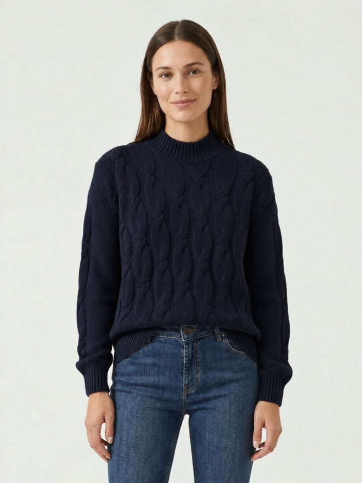 Maglia Lya in lana e cashmere a trecce navy LYA NAVY ABSOLUT CASHMERE 