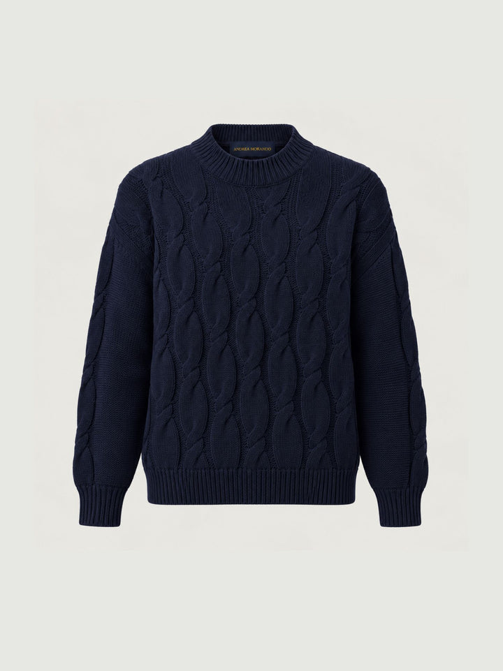 Maglia Lya in lana e cashmere a trecce navy LYA NAVY ABSOLUT CASHMERE 