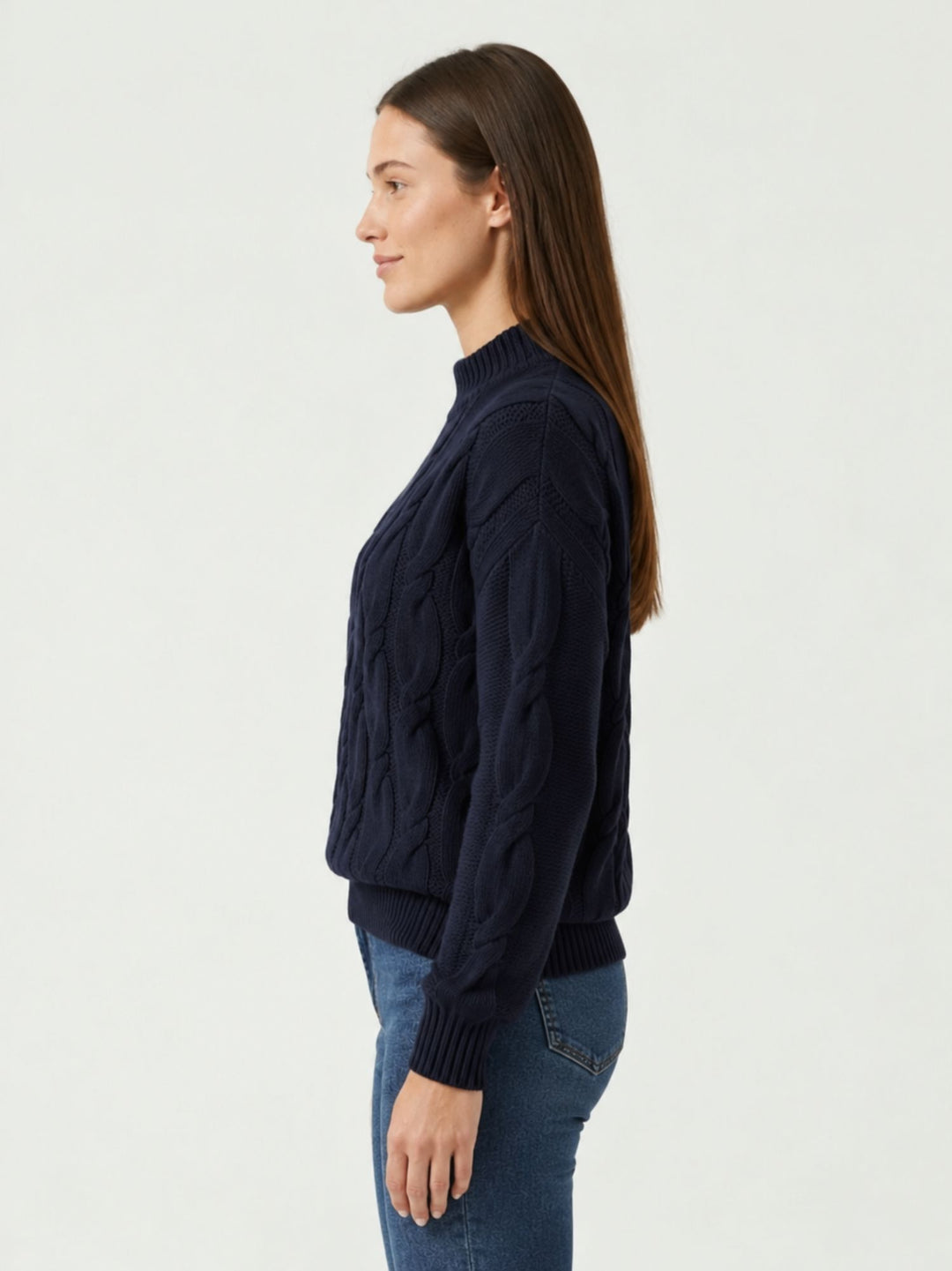 Maglia Lya in lana e cashmere a trecce navy LYA NAVY ABSOLUT CASHMERE 