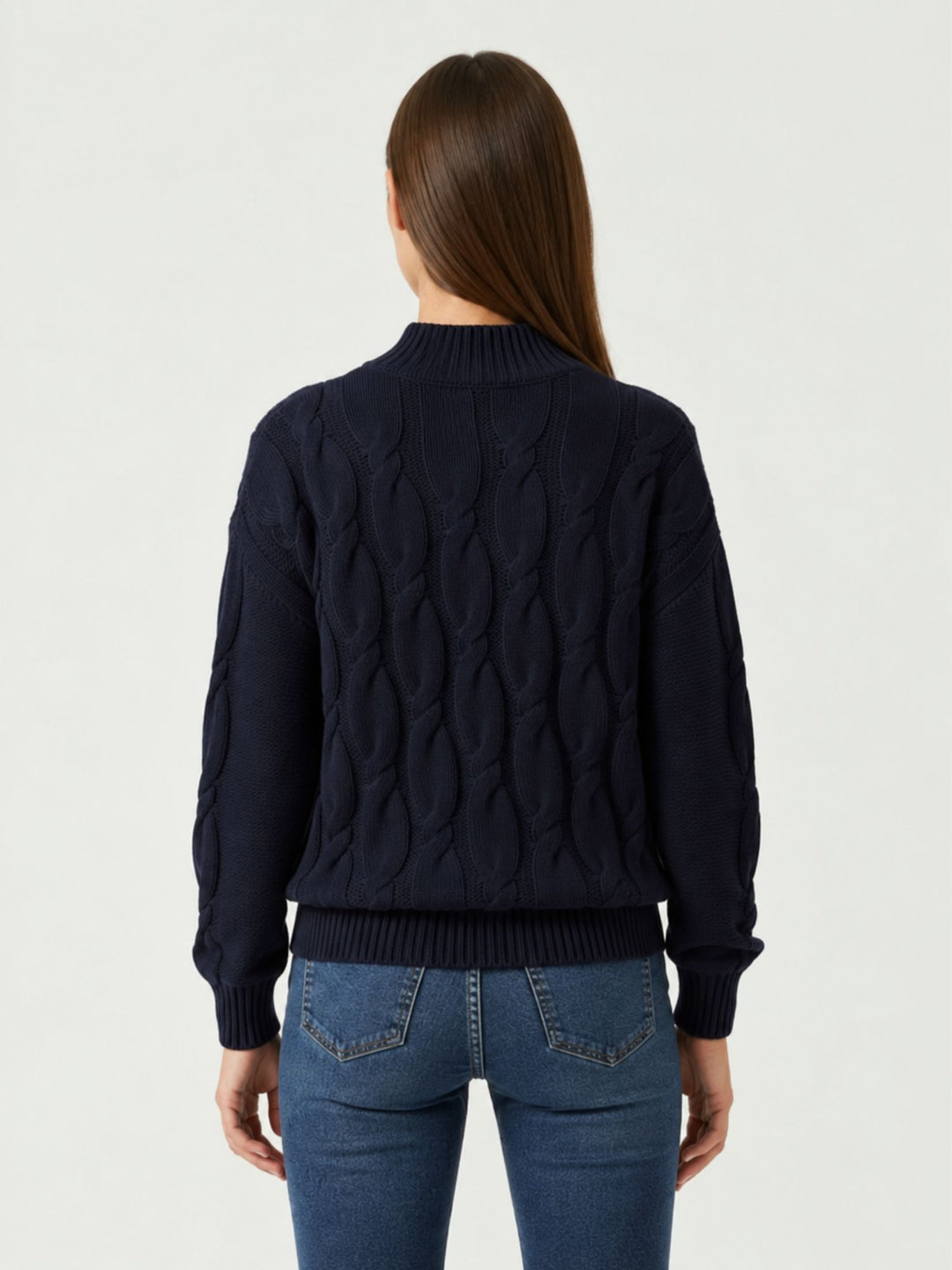 Maglia Lya in lana e cashmere a trecce navy LYA NAVY ABSOLUT CASHMERE 