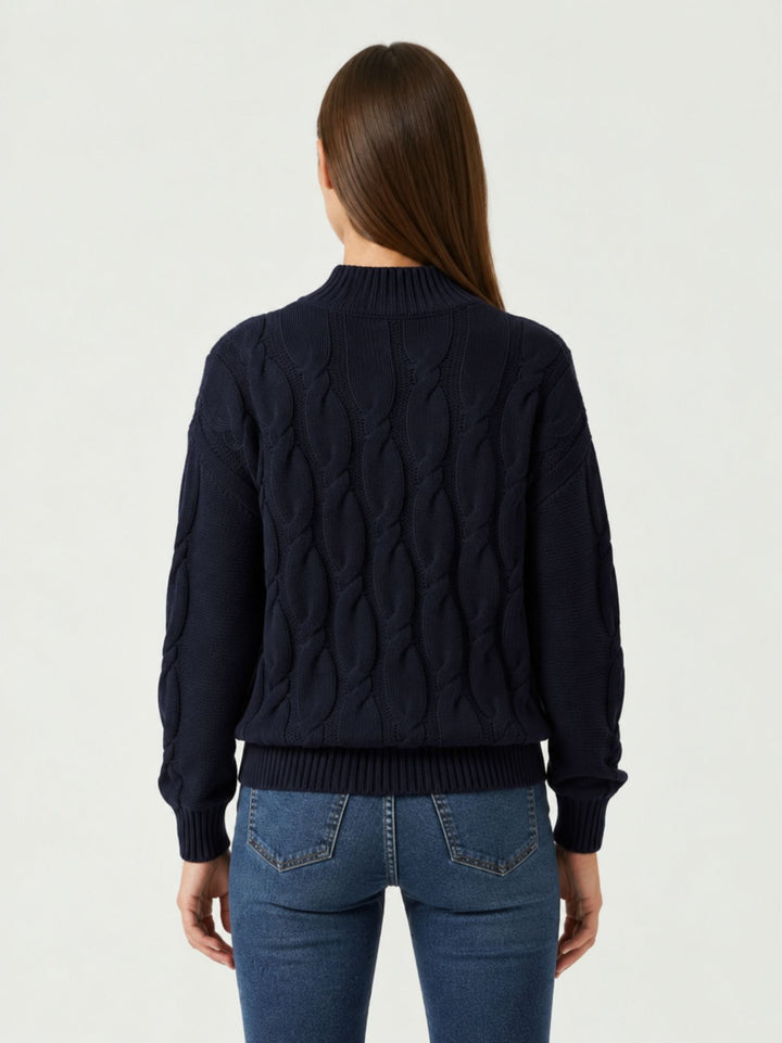 Maglia Lya in lana e cashmere a trecce navy LYA NAVY ABSOLUT CASHMERE 