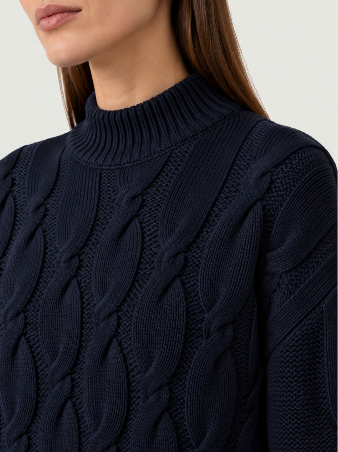 Maglia Lya in lana e cashmere a trecce navy LYA NAVY ABSOLUT CASHMERE 