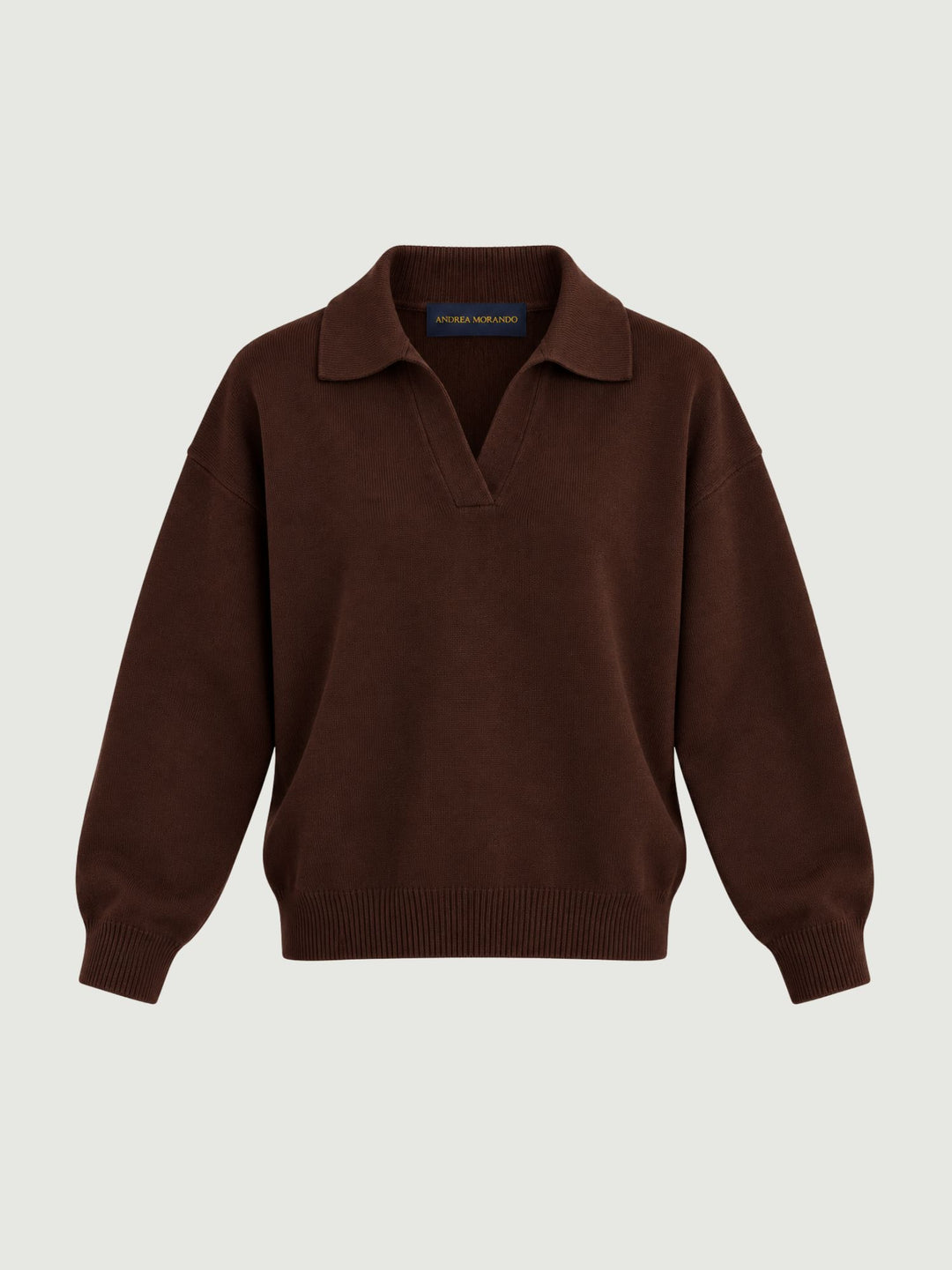 Maglia Maya con collo polo in cashmere testa di moro MAYA DARK BROWN ABSOLUT CASHMERE 