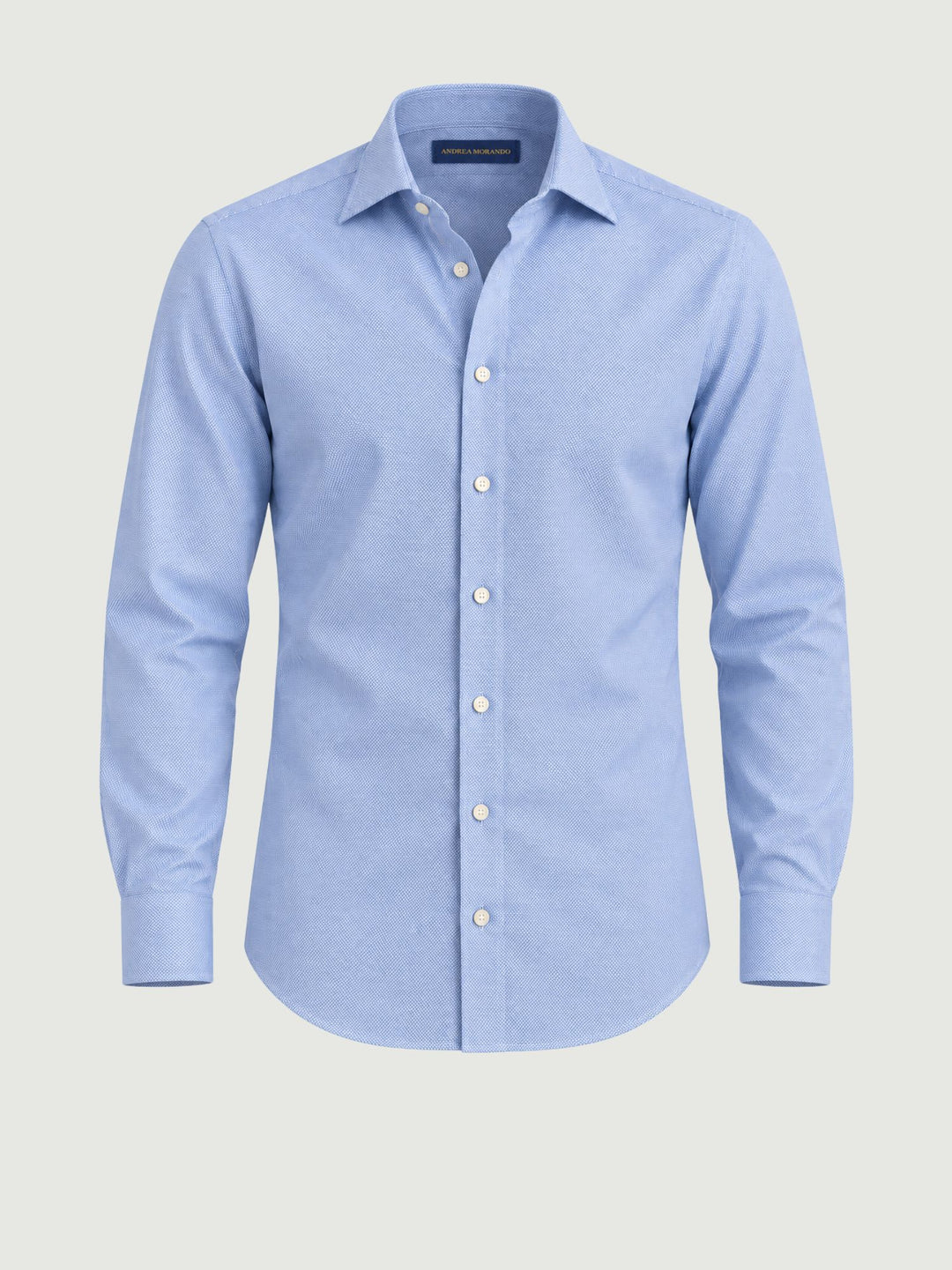 Camicia regular puntinata in cotone azzurra DOMINGO/REG 3 ANDREA MORANDO 