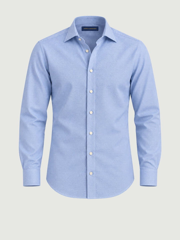 Camicia regular puntinata in cotone azzurra DOMINGO/REG 3 ANDREA MORANDO 
