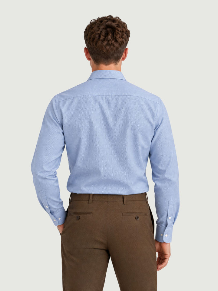 Camicia regular puntinata in cotone azzurra DOMINGO/REG 3 ANDREA MORANDO 