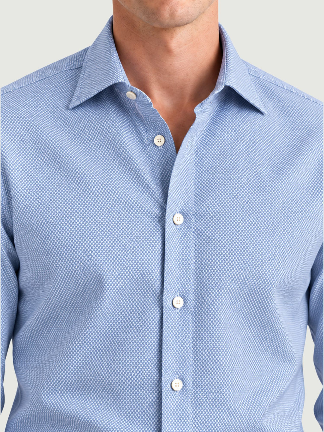 Camicia regular puntinata in cotone azzurra DOMINGO/REG 3 ANDREA MORANDO 