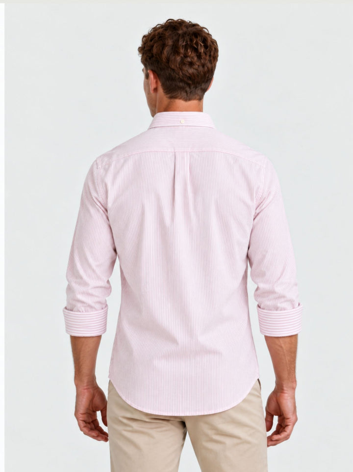 Camicia button down in cotone a righine bianche e rosa GLENFORD/BD 5696/4 ANDREA MORANDO 