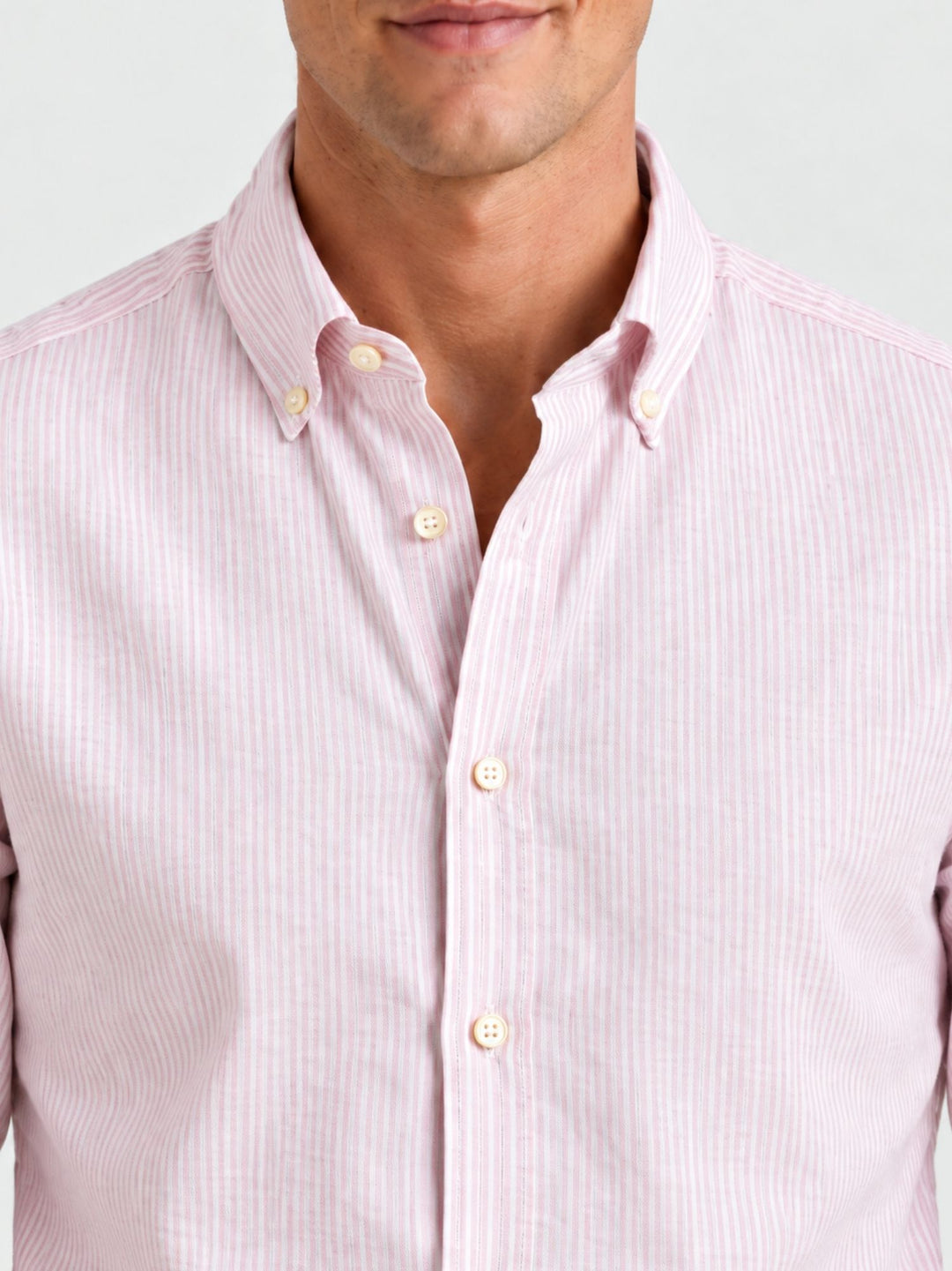 Camicia button down in cotone a righine bianche e rosa GLENFORD/BD 5696/4 ANDREA MORANDO 