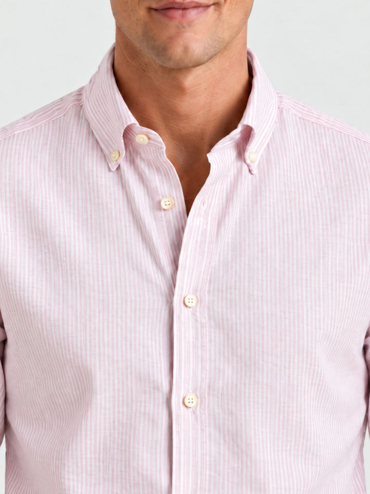 Camicia button down in cotone a righine bianche e rosa GLENFORD/BD 5696/4 ANDREA MORANDO 