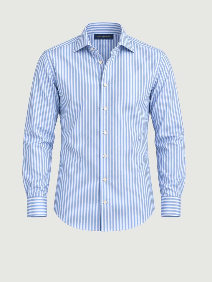 Camicia slim in cotone a righe bianche e azzurre MASTER/SLIM 2696/56 ANDREA MORANDO 