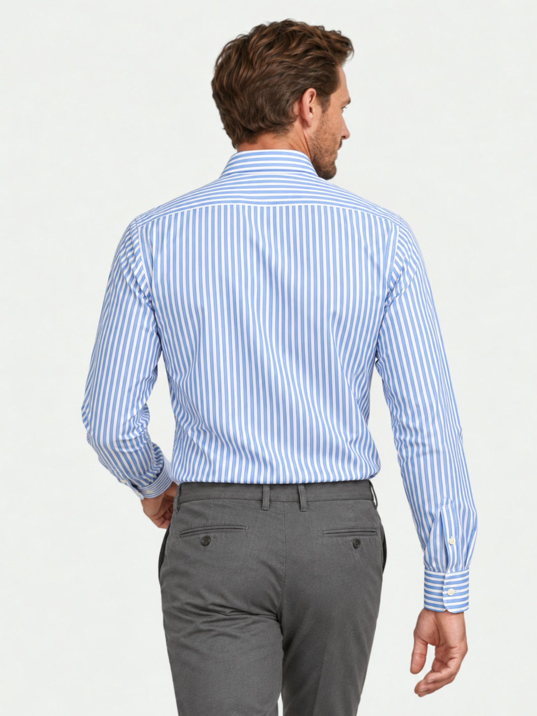 Camicia slim in cotone a righe bianche e azzurre MASTER/SLIM 2696/56 ANDREA MORANDO 
