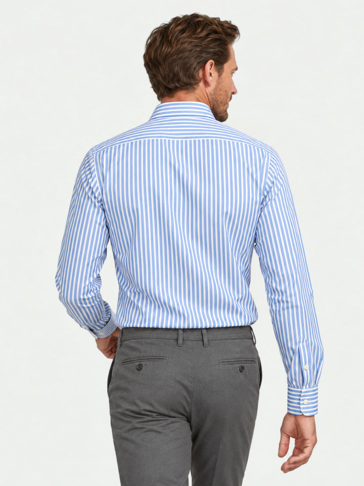 Camicia slim in cotone a righe bianche e azzurre MASTER/SLIM 2696/56 ANDREA MORANDO 