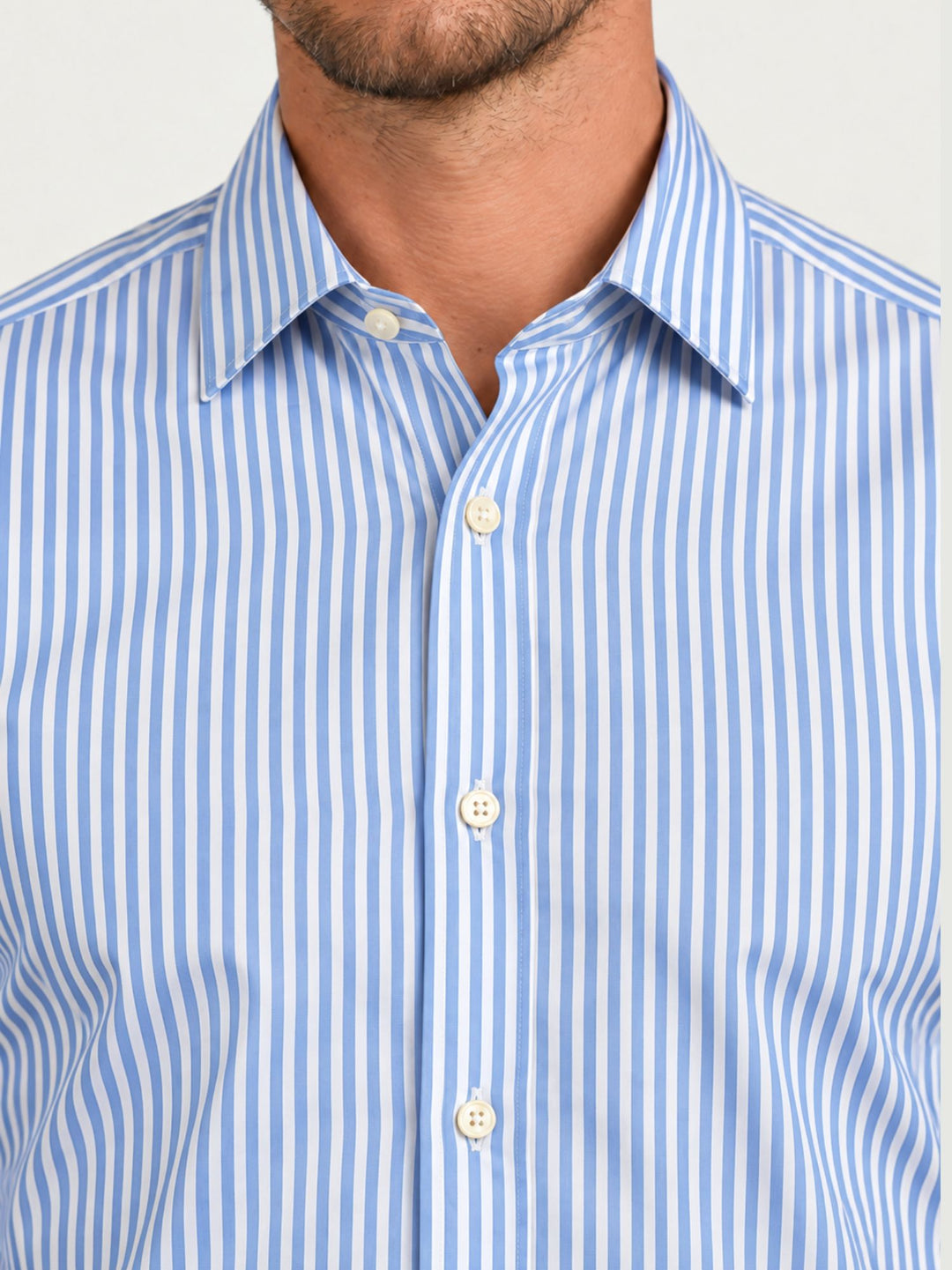 Camicia slim in cotone a righe bianche e azzurre MASTER/SLIM 2696/56 ANDREA MORANDO 