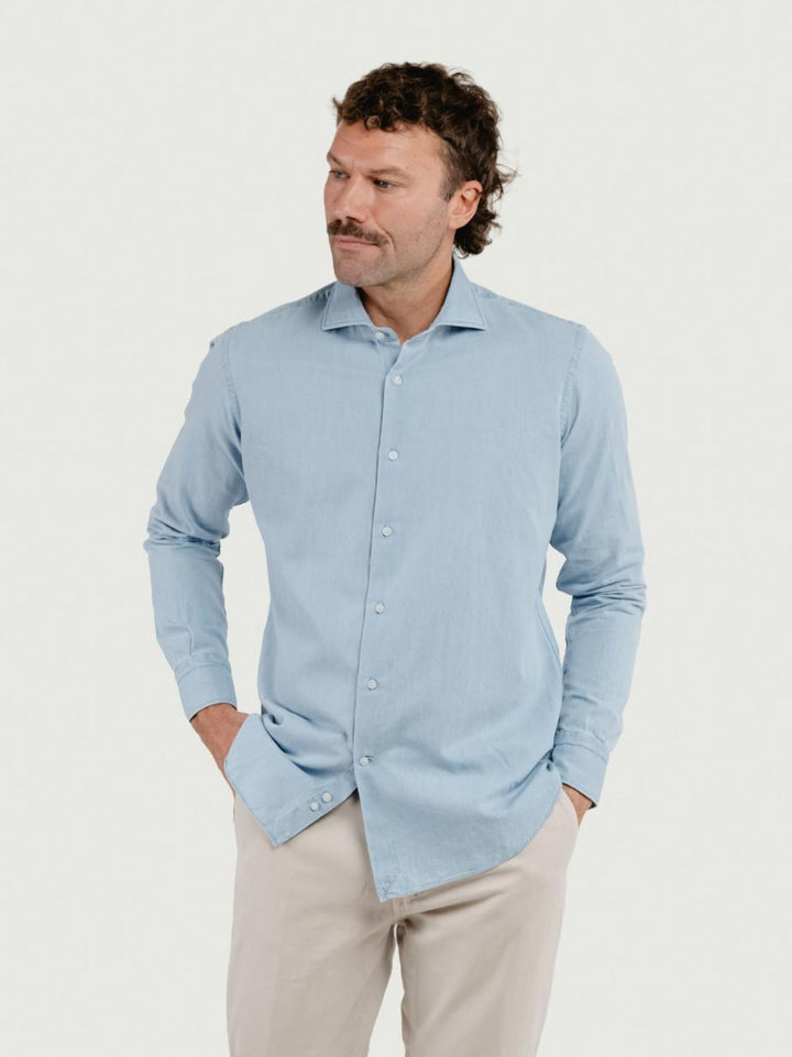 Camicia regular 100% cotone denim chiaro TWILLDENIM/REG 5635/1 ANDREA MORANDO 