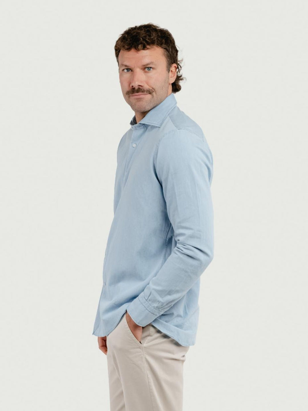 Camicia regular 100% cotone denim chiaro TWILLDENIM/REG 5635/1 ANDREA MORANDO 