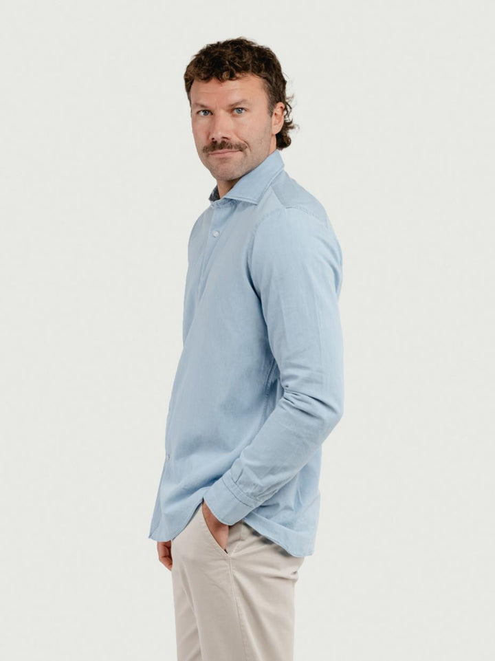 Camicia regular 100% cotone denim chiaro TWILLDENIM/REG 5635/1 ANDREA MORANDO 