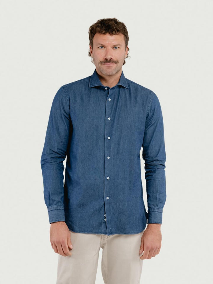 Camicia 100% cotone denim scuro TWILLDENIM/REG 5635/2 ANDREA MORANDO 