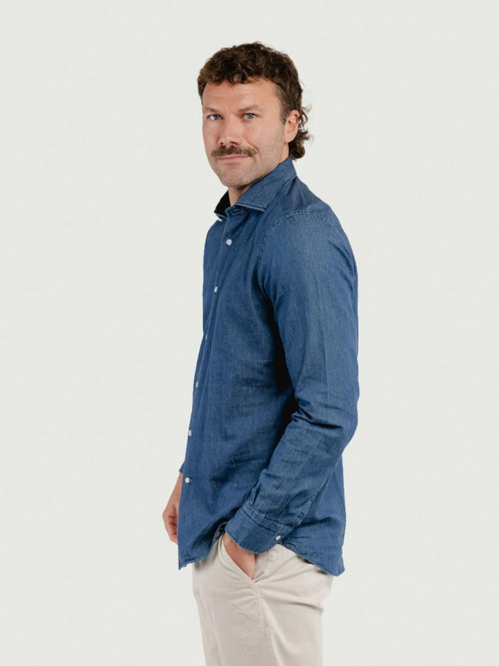 Camicia 100% cotone denim scuro TWILLDENIM/REG 5635/2 ANDREA MORANDO 