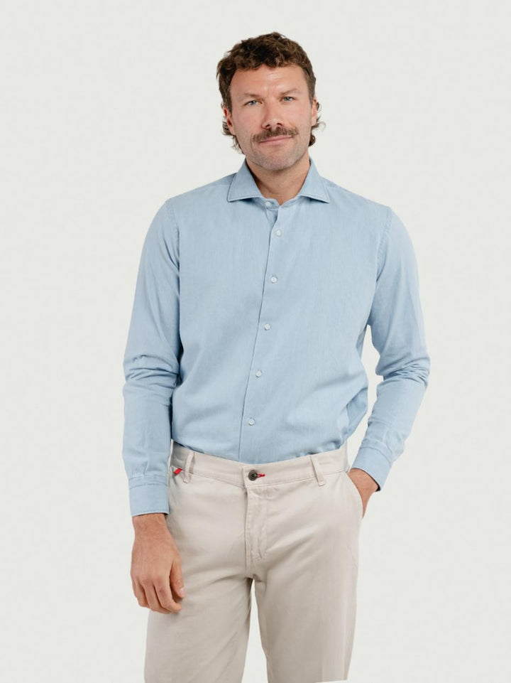 Camicia slim 100% cotone denim chiaro TWILLDENIM/SLIM 5635/1 ANDREA MORANDO 