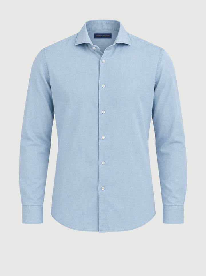 Camicia slim 100% cotone denim chiaro TWILLDENIM/SLIM 5635/1 ANDREA MORANDO 