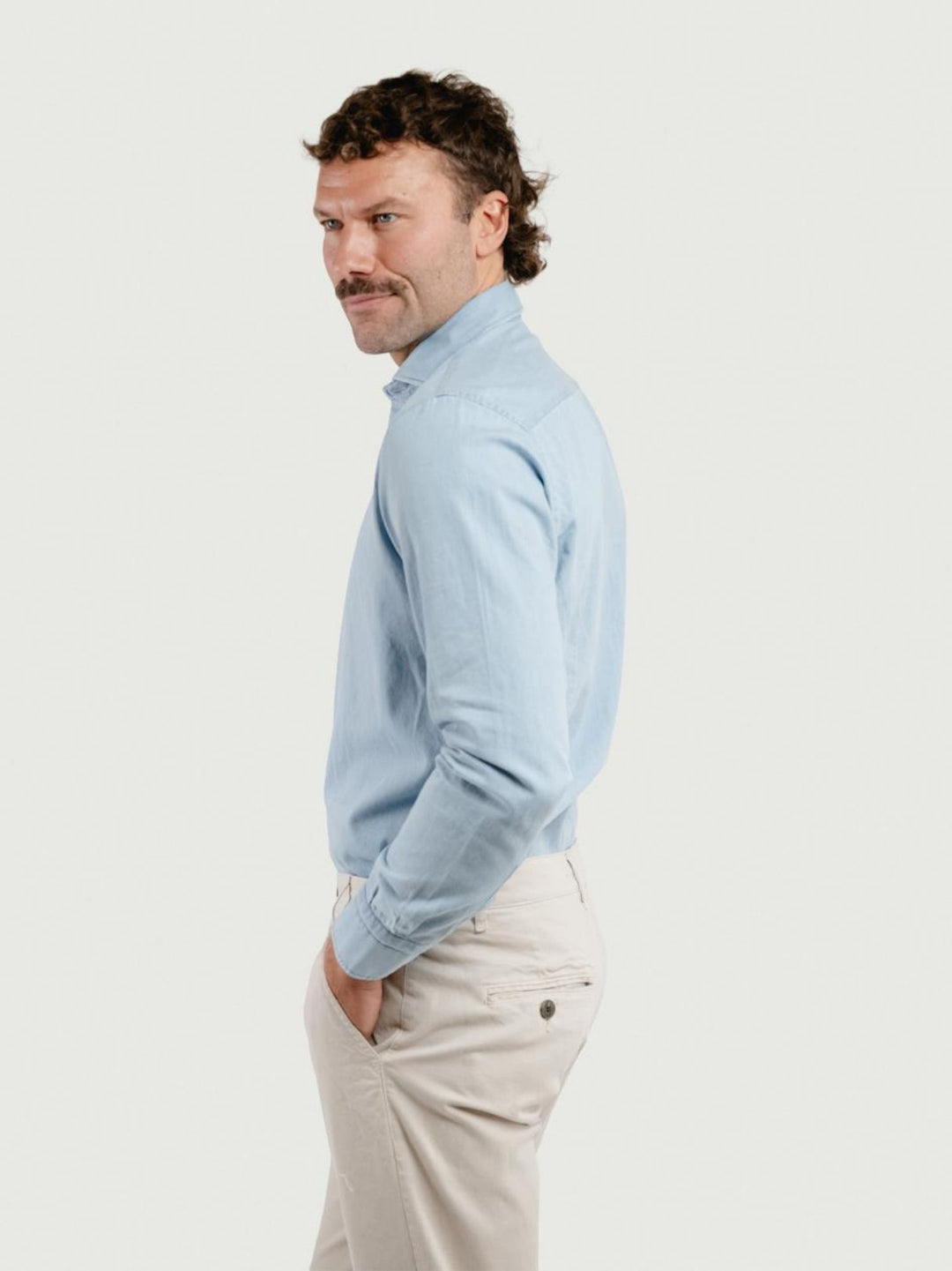 Camicia slim 100% cotone denim chiaro TWILLDENIM/SLIM 5635/1 ANDREA MORANDO 