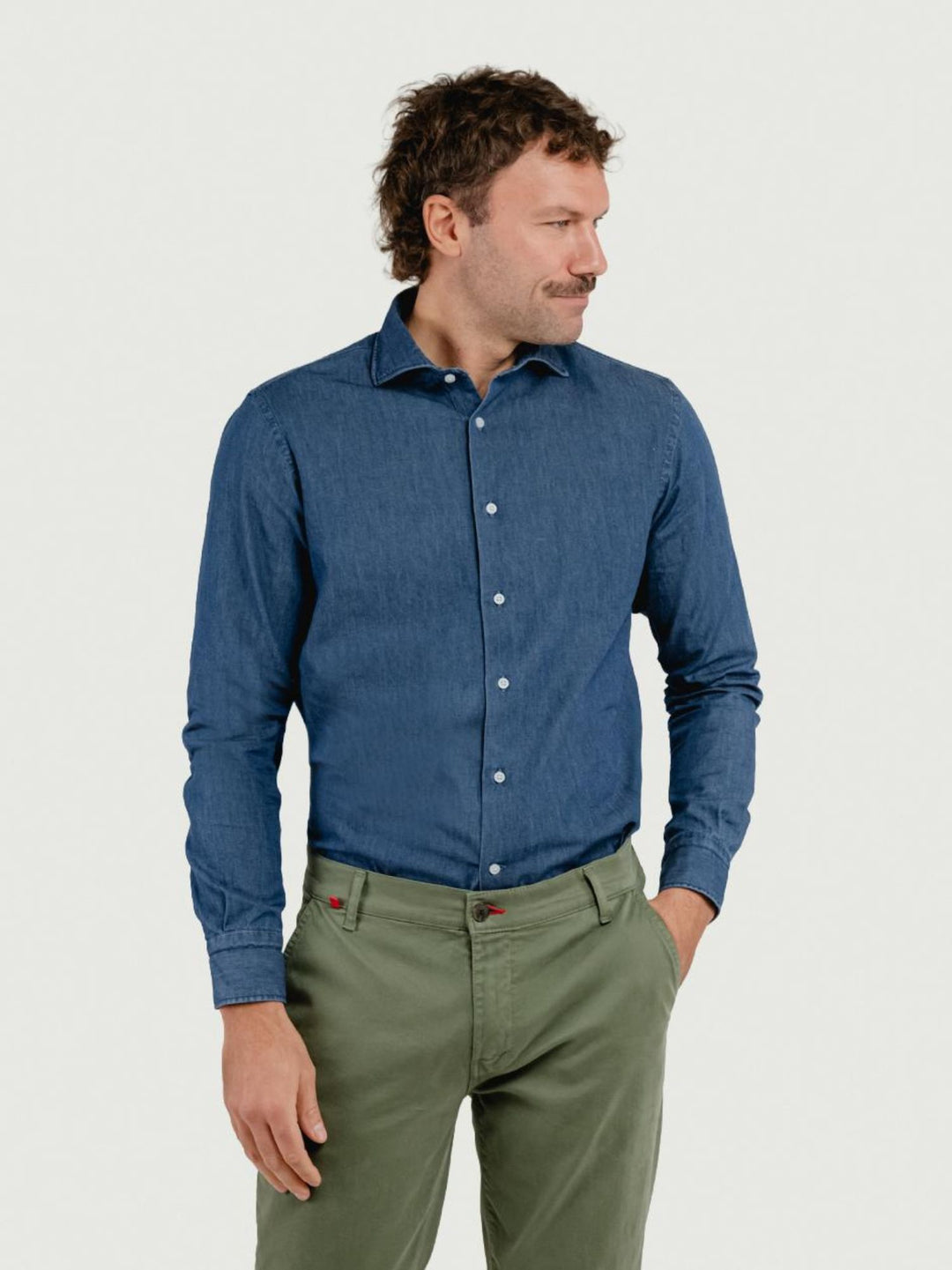 Camicia slim 100% cotone denim scuro TWILLDENIM/SLIM 5635/2 ANDREA MORANDO 