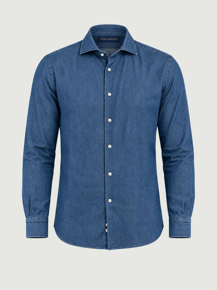 Camicia slim 100% cotone denim scuro TWILLDENIM/SLIM 5635/2 ANDREA MORANDO 