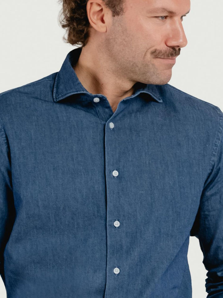 Camicia slim 100% cotone denim scuro TWILLDENIM/SLIM 5635/2 ANDREA MORANDO 